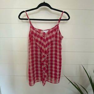 Cute sheer cami tank hot pink and white